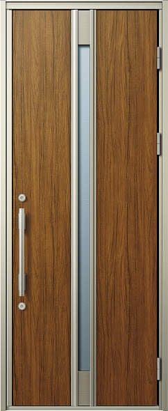 YKK AP ヴェナート D30 D4仕様 片開き・手動錠 W922×H2330mm｜F03N・片開き・W922×H2330mm、PR（ドライチーク）、丸型ストレートハンドル（シルバー）のシリーズ代表画像です。画像はD4断熱仕様を示すものではありません。対象のD4仕様・手動錠と希望デザインの組合せは見積時に確認します。